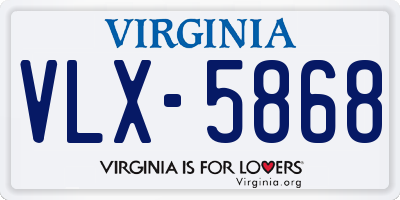 VA license plate VLX5868