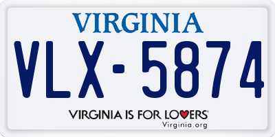VA license plate VLX5874