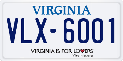 VA license plate VLX6001