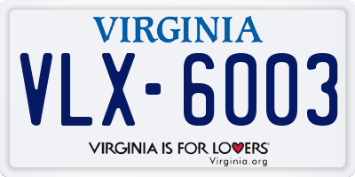 VA license plate VLX6003