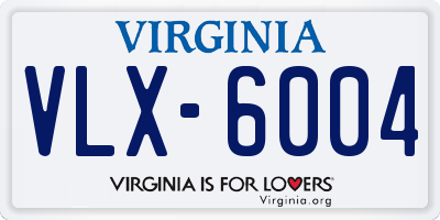 VA license plate VLX6004