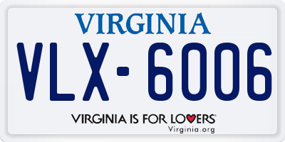 VA license plate VLX6006