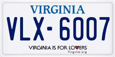 VA license plate VLX6007