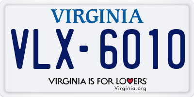 VA license plate VLX6010