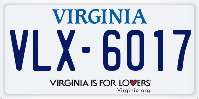 VA license plate VLX6017