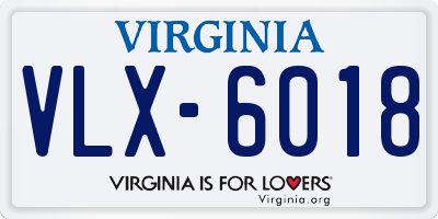VA license plate VLX6018