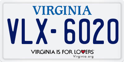 VA license plate VLX6020