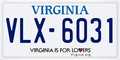 VA license plate VLX6031