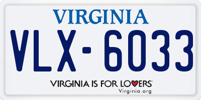 VA license plate VLX6033