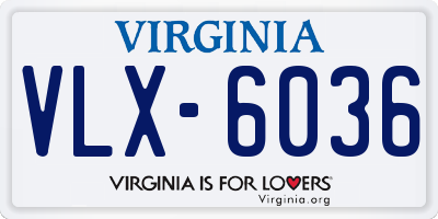 VA license plate VLX6036