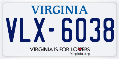 VA license plate VLX6038