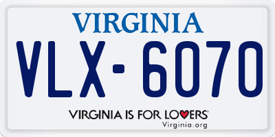 VA license plate VLX6070