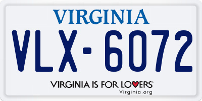 VA license plate VLX6072