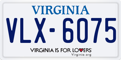 VA license plate VLX6075