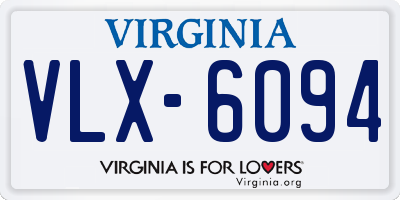 VA license plate VLX6094