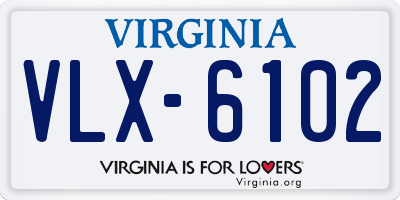 VA license plate VLX6102