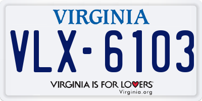 VA license plate VLX6103