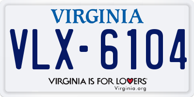 VA license plate VLX6104