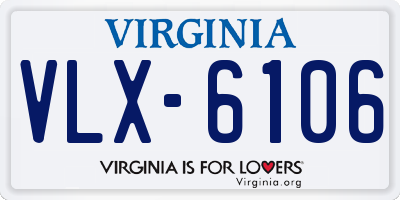 VA license plate VLX6106