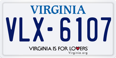 VA license plate VLX6107