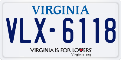 VA license plate VLX6118