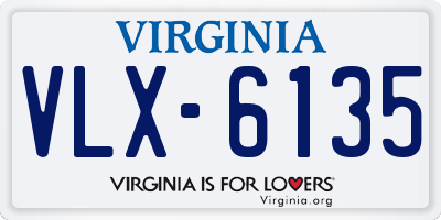 VA license plate VLX6135