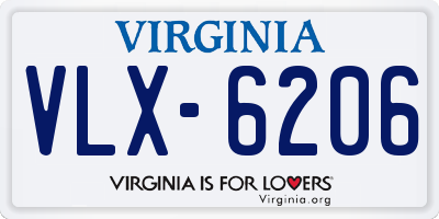 VA license plate VLX6206