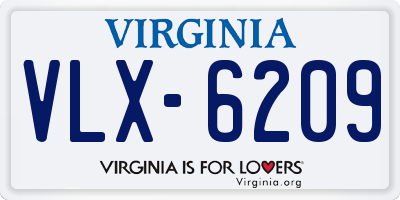 VA license plate VLX6209