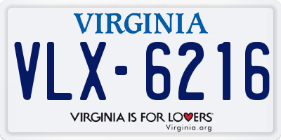 VA license plate VLX6216