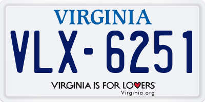 VA license plate VLX6251