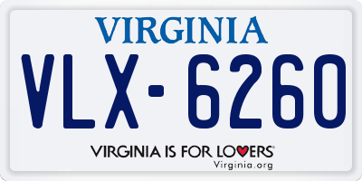 VA license plate VLX6260