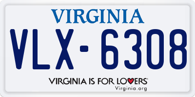 VA license plate VLX6308