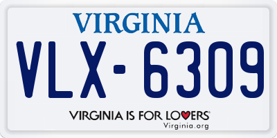 VA license plate VLX6309