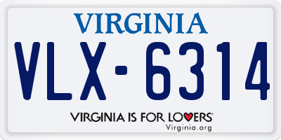 VA license plate VLX6314