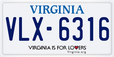 VA license plate VLX6316