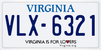 VA license plate VLX6321
