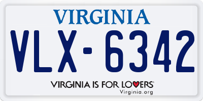 VA license plate VLX6342