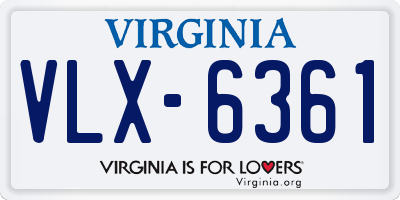 VA license plate VLX6361