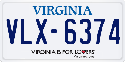 VA license plate VLX6374