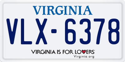 VA license plate VLX6378