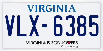 VA license plate VLX6385