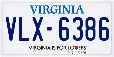 VA license plate VLX6386