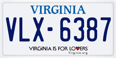 VA license plate VLX6387