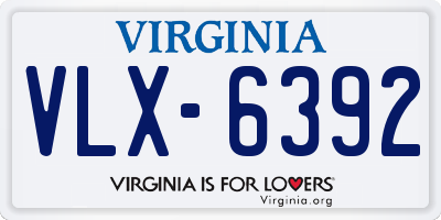 VA license plate VLX6392