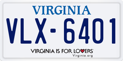 VA license plate VLX6401