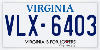 VA license plate VLX6403