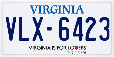 VA license plate VLX6423