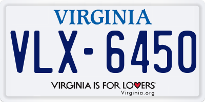 VA license plate VLX6450