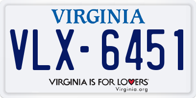 VA license plate VLX6451