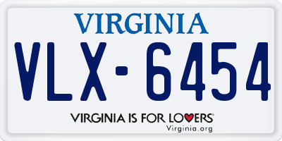 VA license plate VLX6454